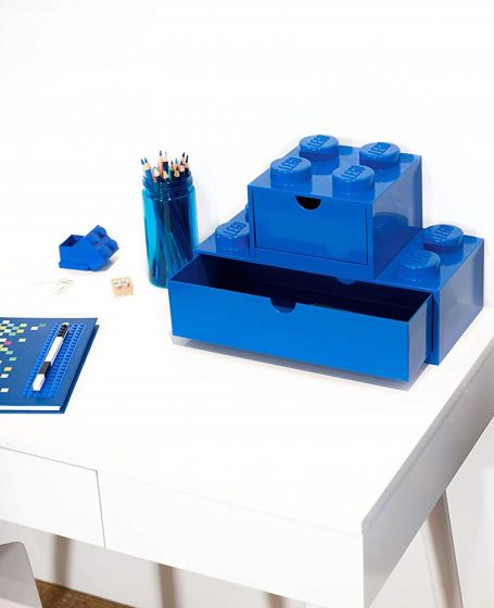  LEGO Storage Desk Drawer 4 bricks - förvaring med 1 låda - 16 x 16 cm - bright blue