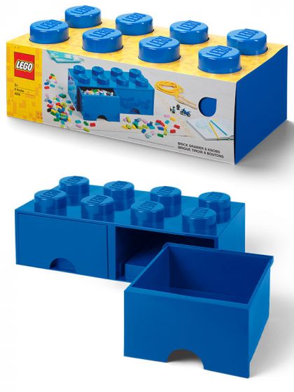 LEGO Storage Brick Drawer 8 - stor oppbevaringskloss med 2 skuffer - 50 x 25 cm - bright blue