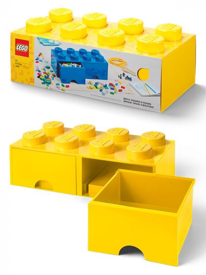 LEGO Storage Brick Drawer 8 - stor förvaringskloss med 2 lådor - 50 x 25 cm - bright yellow