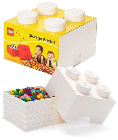 LEGO Storage Brick 4 - oppbevaringsboks med lokk - 25 x 25 cm - white 