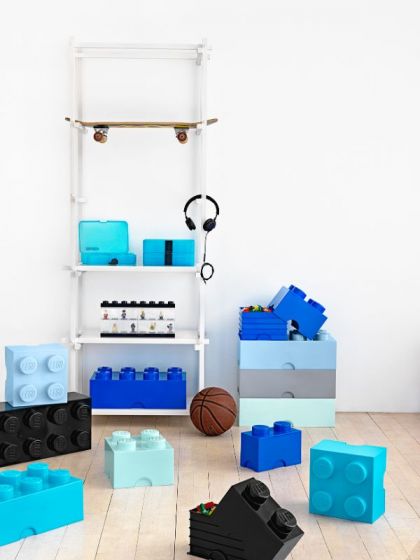 LEGO Storage Brick 8 - opbevaringsklods med låg - 50 x 25 cm - Bright Blue