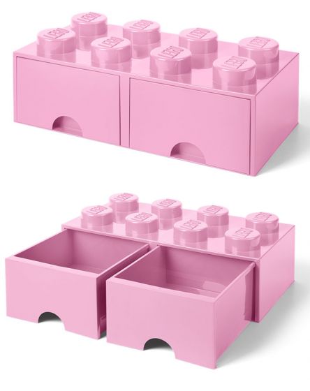 LEGO Storage Brick Drawer 8 - stor oppbevaringskloss med 2 skuffer - 50 x 25 cm - light purple