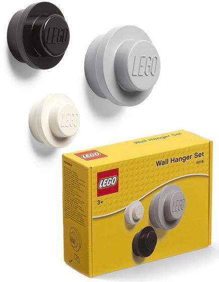 LEGO Storage Wall hangers 3-pack Väggknoppar- grå, svart och vit