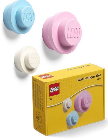 LEGO Storage Wall Hangers 3-pack Väggknoppar  - ljusblå, ljusrosa och vit