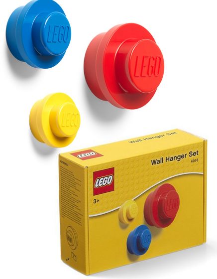 LEGO Storage Wall hangers 3 pk - LEGO knagg til barnerommet - rød, blå og gul