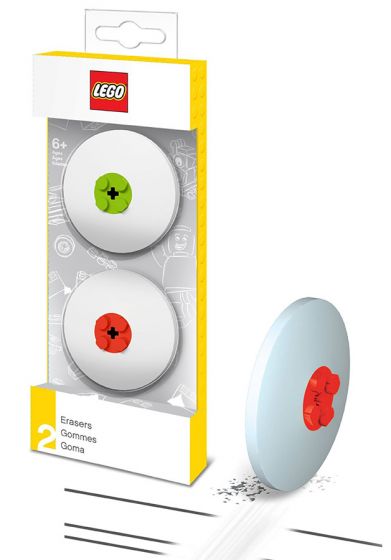 LEGO Stationery 51519 Suddgummi 2-pack - röd och limegrön