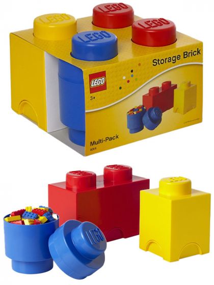 LEGO Storage Brick multi-pack - 3 forskjellige oppbevaringsklosser - red, blue, yellow