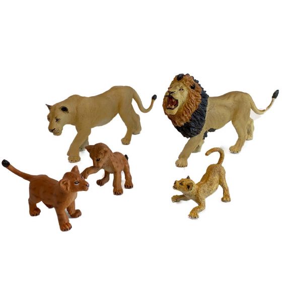 Animal kingdom løvefamilie - figursett med 5 løver