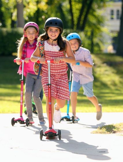 Micro Maxi Deluxe Red - sparkesykkel med 3-hjul til barn 5-12 år - tåler opptil 70 kg