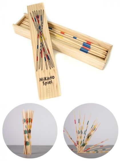 Mikado plockepinn i trä - klassiskt spel för barn och vuxna i alla åldrar - 25 cm