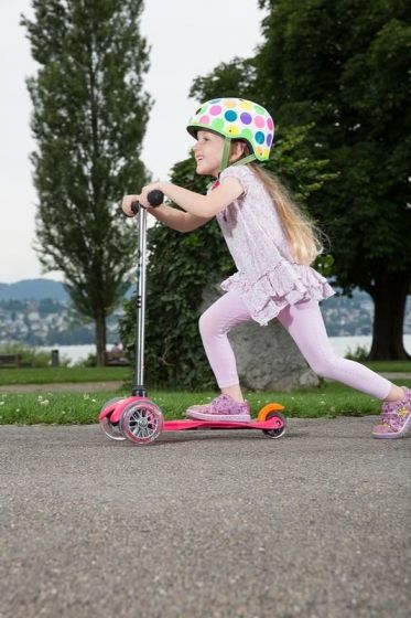Micro Mini 3in1 Pink sparkesykkel med tre hjul - med avtagbart sete og barnehåndtak - rosa