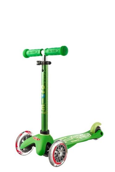 Micro Mini 3in1 Deluxe Green sparkesykkel med tre hjul - med avtagbart sete og barnehåndtak - grønn