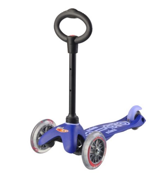 Micro Mini 3in1 Deluxe Blue sparkesykkel med tre hjul - med avtagbart sete og barnehåndtak - blå