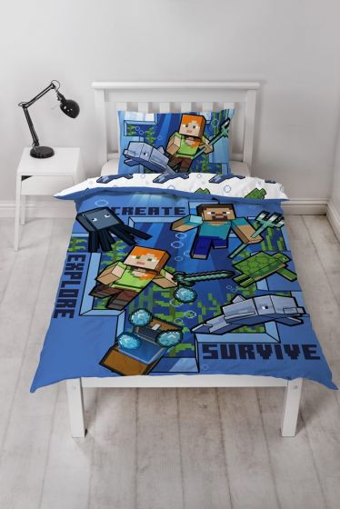 Minecraft sengesett i bomull 140x200 cm - norsk størrelse