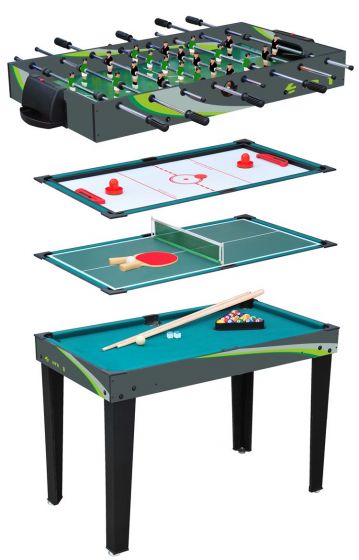 4-i-1 bordspil - billard, bordtennis, bordhockey og bordfodbold - 107 cm