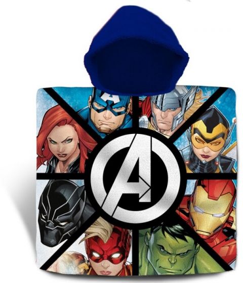 Avengers poncho i bomull - 120x60 cm - handduk med blå huva