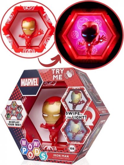 WOW! PODS Avengers Marvel samlefigur - Iron Man actionfigur - sveip for lys - 15 cm