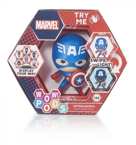 WOW! PODS Avengers Marvel samlefigur - Captain America actionfigur - sveip for lys - 15 cm