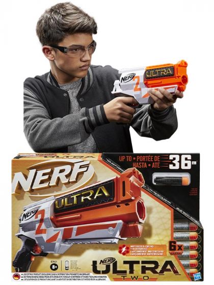 Nerf Ultra Two - motoriserad blaster med 6 Nerf Ultra-darts - skjuter upp till 36 meter
