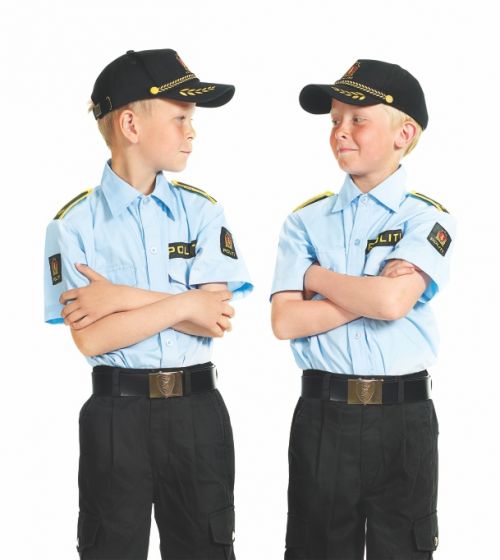 Norsk politiuniform 6-8 år med skjorte og bukse (caps er ikke inkl.)
