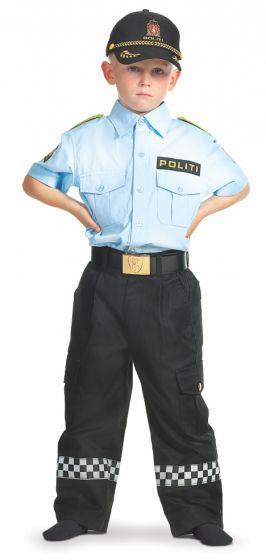 Norsk politiuniform 4-5 år med skjorte og bukse (caps er ikke inkl.)