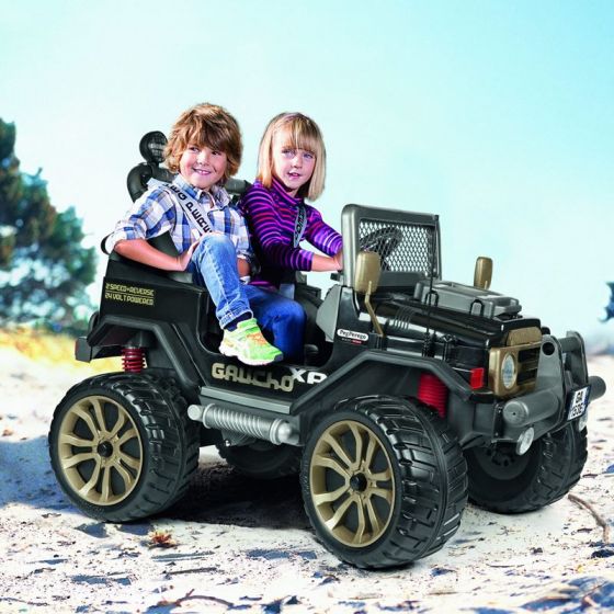 Peg Perego Gaucho XP Terrängbil - Svart elbil 24V med plats för 2 barn