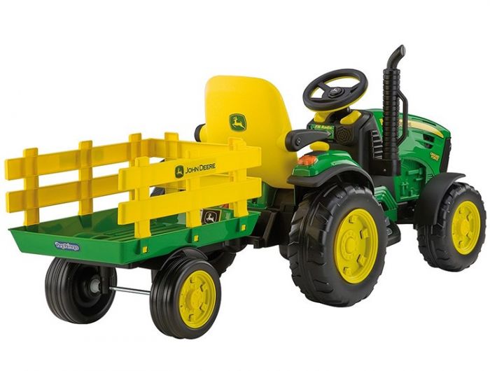 Peg Perego John Deere 12V elektrisk traktor til børn - med anhænger