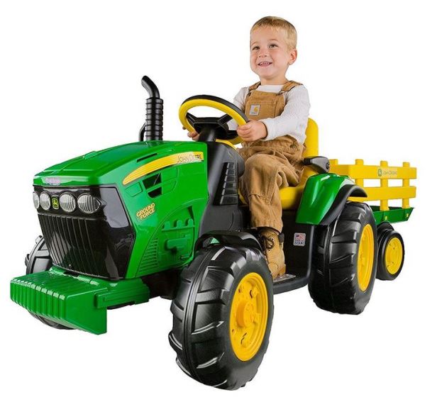Peg Perego John Deere 12V elektrisk traktor til barn - med tilhenger
