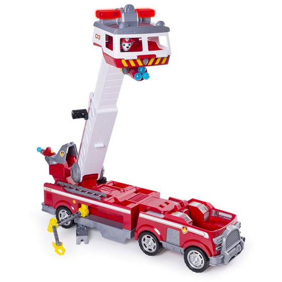 Paw Patrol Ultimate Rescue brannbil med uttrekkbar stige - med Marshall-figur og mini-kjøretøy - 63 cm lang
