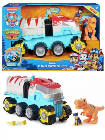 PAW Patrol Dino Rescue - Dino Patroller - motorisert kjøretøy med Chase-figur og dinosaur - 60 cm