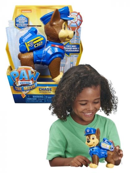 PAW Patrol Movie interaktiv figur med lyd - Chase på oppdrag - lyder og uttrykk fra filmen - 15 cm