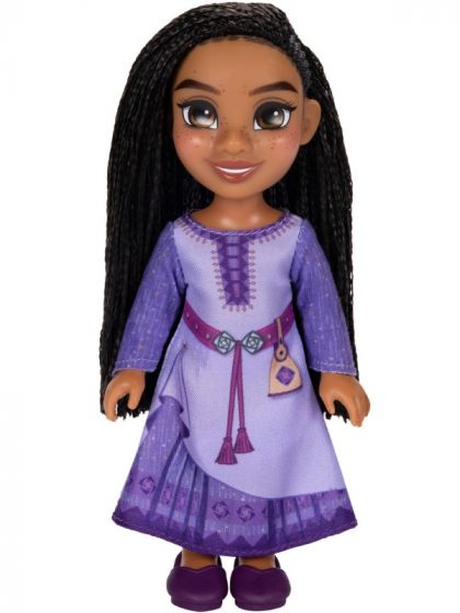 Disney Önskan Asha docka med dagbok, lila klänning och lila skor - 15 cm
