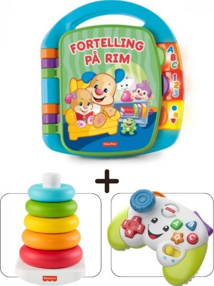 Fisher Price småbarn lekepakke: Elektronisk bok + Interaktiv kontroller + Stableringer