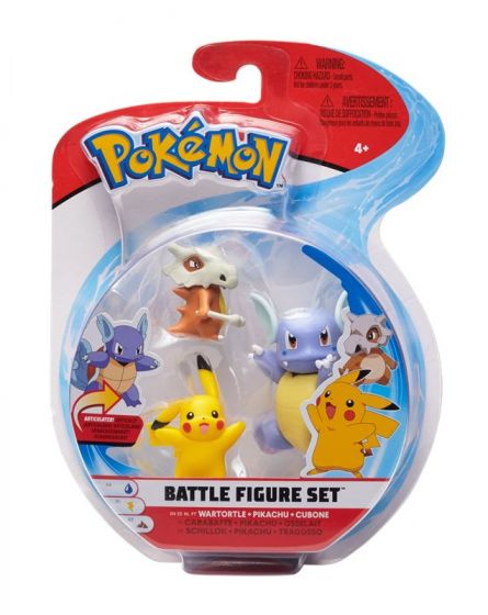 Pokemon Battle Figure 3 pack figursett - Wartotle, Pikachu og Cubone