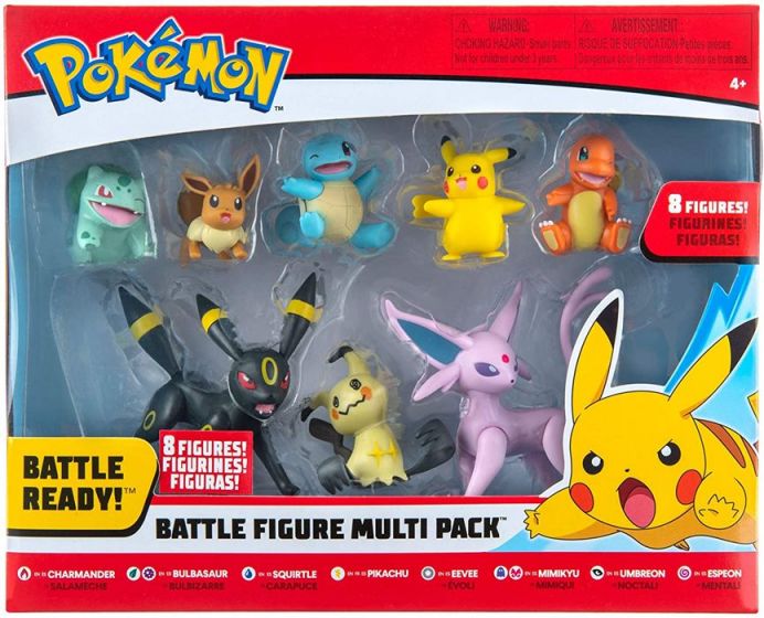 Pokemon Battle figure 8 pack figursett - 5 cm og 8 cm høye Pokemon figurer