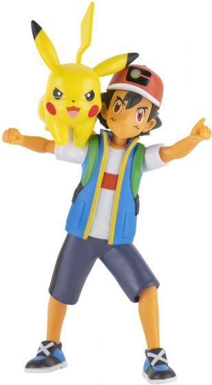 Pokemon Battle Feature Figure - 11 og 5 cm høye Pokemon figurer - Ash og Pikachu 