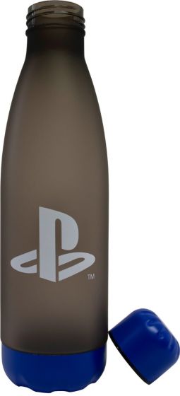 Playstation vattenflaska 0,65L - grå och blå med skruvlock