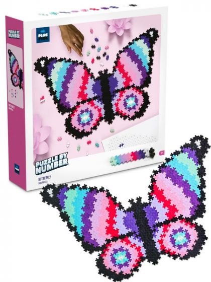 Plus Plus Puzzle By Number Butterfly - pussel med motiv av en fjäril - byggsats i 800 bitar