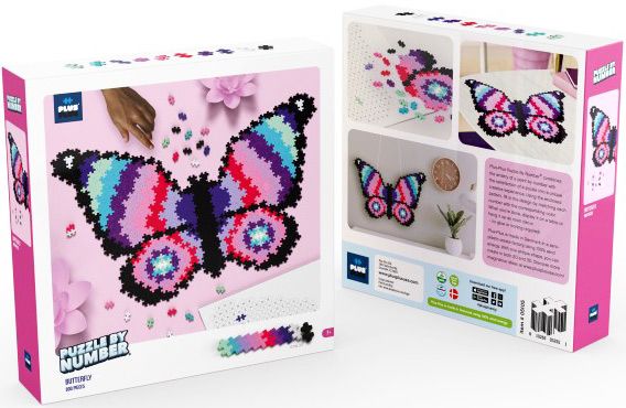 Plus Plus Puzzle By Number Butterfly - puslespil med motiv af en sommerfugl - byggesæt med 800 brikker