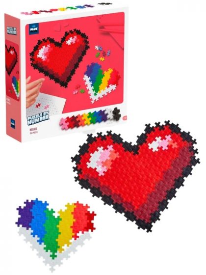 Plus Plus Puzzle By Number Hearts - puslespill med to hjerter - byggesett med 250 byggeklosser