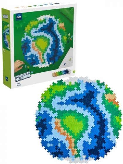 Plus Plus Puzzle By Number Earth - puslespil med motiv af jorden - byggesæt med 800 brikker