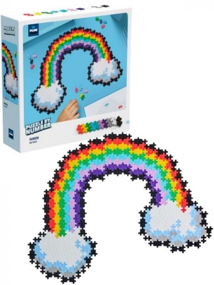 Plus Plus Puzzle By Number Rainbow - puslespill med regnbue-motiv - byggesett med 500 byggeklosser