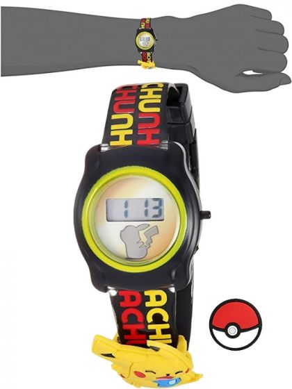 Pokemon LCD digital klocka för barn med 2 smycken