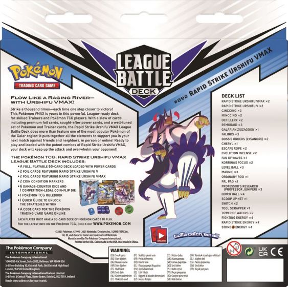 Pokemon TCG: League Battle Deck Rapid Strike Urshifu VMAX - eske med byttekort