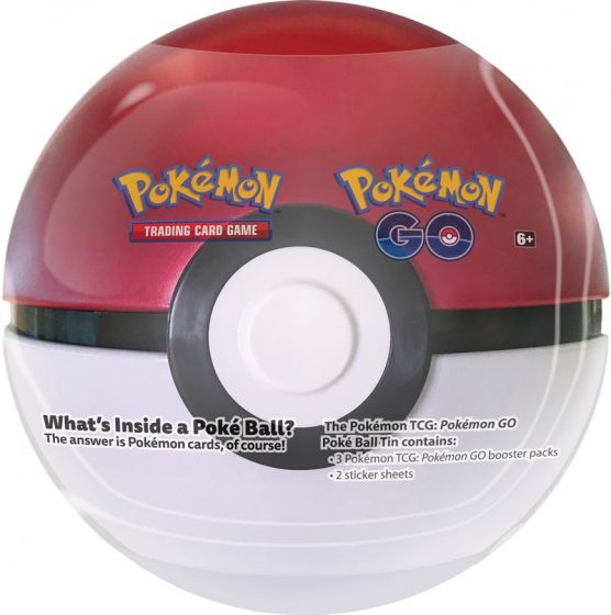 Pokemon TCG: Poke Ball Tin GO - röd pokemonboll med samlarkort och klistermärken