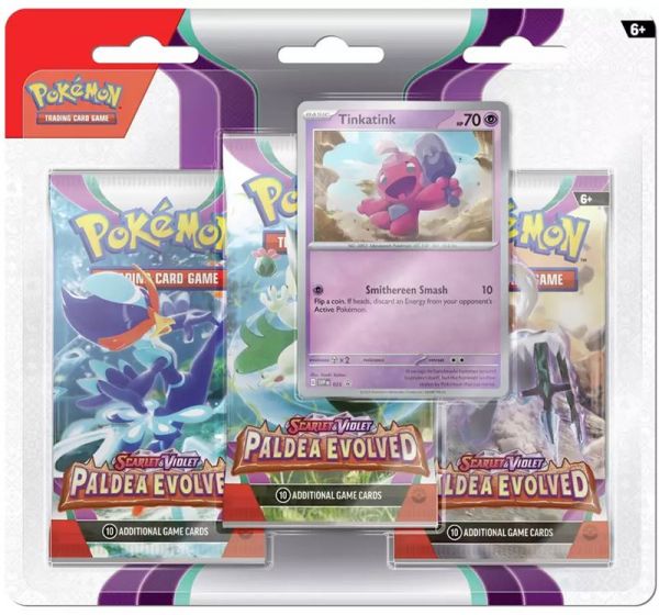 Pokemon TCG: Scarlet and Violet 2 Tinkatink - 3-pack boosterpakker med mynt