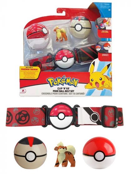 Pokemon Clip N Go Belt Set - figur og poke ball - Growlithe