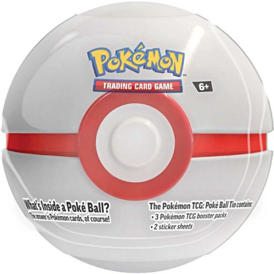 Pokemon TCG: Poke Ball Tin 23 med 3 boosterpaket och klistermärken - vit