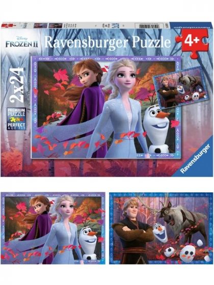 Ravensburger Disney Frozen puslespill 2x24 brikker - Elsa, Anna og Olaf - Kristoffer, Svein og Olaf