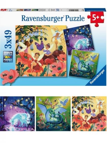 Ravensburger puslespill 3x49 brikker - magiske karakterer